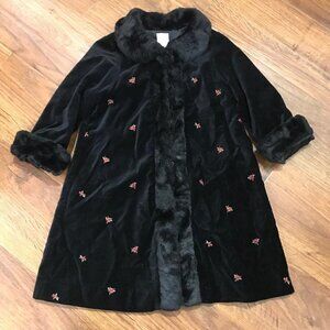 Gymboree velvet embroidered fur lined coat
